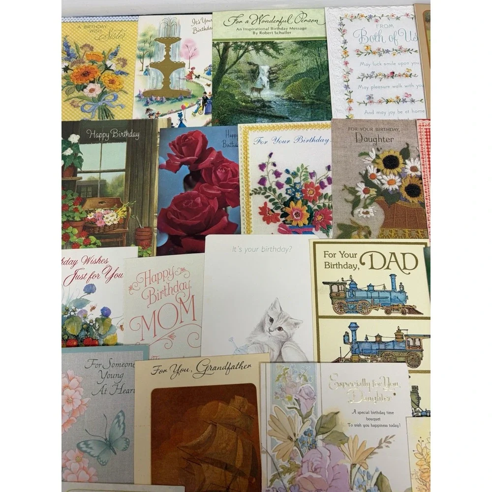 Vintage Birthday Cards Some Fronts ONLY Scrapbooking Crafts Decoupage Lot of 50+